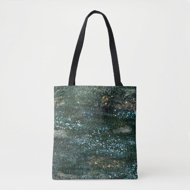 Black Galaxy Tote Bag Tygkasse (Framsida)