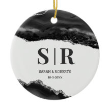 Black Geode Agate Par Monogrammed jul