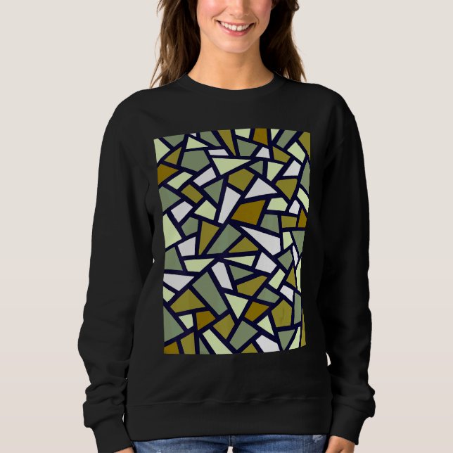 Black Geometric Abstrakt Mönster Camouflage Grönt T Shirt (Framsida)