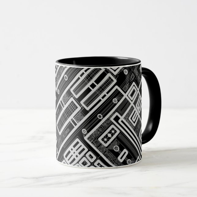 Black Geometric Circuboard Board Mugg (Framsida höger)