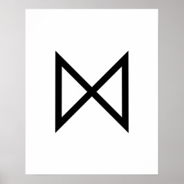 Black Geometric Dagaz (dag) Viking Rune Poster