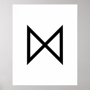 Black Geometric Dagaz (dag) Viking Rune Poster