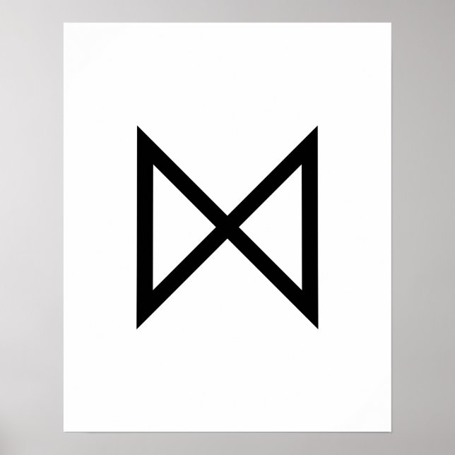 Black Geometric Dagaz (dag) Viking Rune Poster (Framsidan)