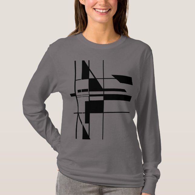 Black Geometric Gameboard MCM Search Abstrakt Art T Shirt (Framsida)