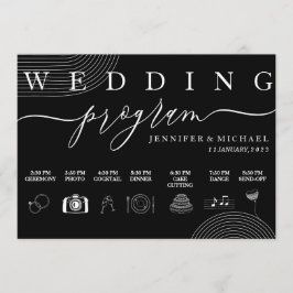 Black Geometric Icon Timeline Ceremony Bröllop Program
