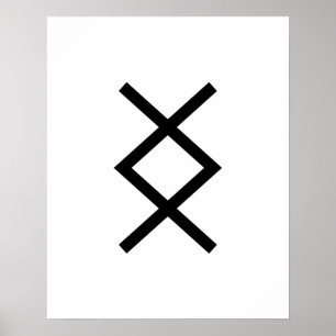 Black Geometric Inguz (The God Ing) Viking Rune Poster