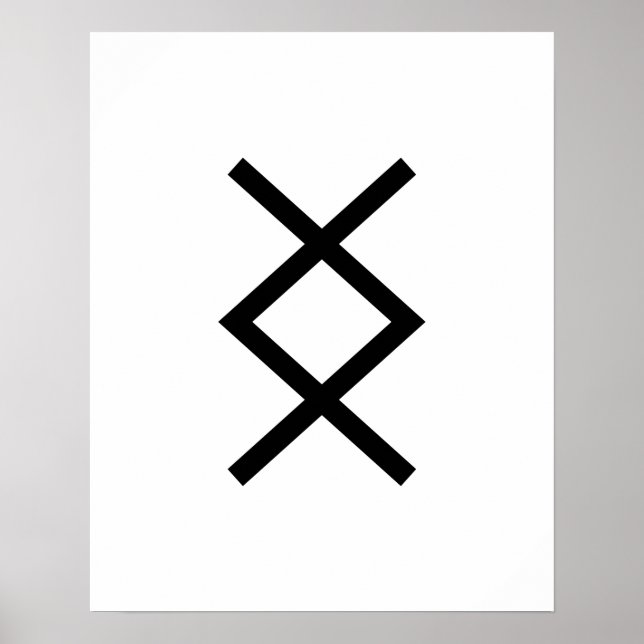 Black Geometric Inguz (The God Ing) Viking Rune Poster (Framsidan)