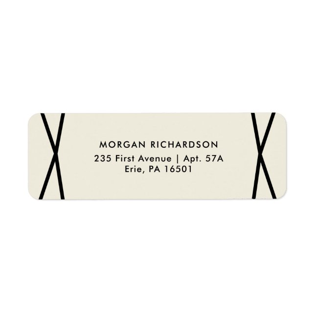 Black Geometric on Ecru Returadress Etikett (Framsidan)