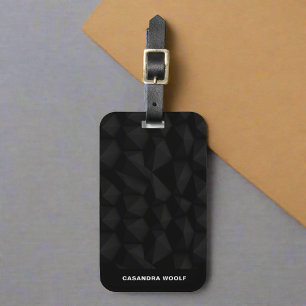 Black Geometric Struktur Monogram Namn Travel Bagagebricka
