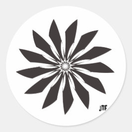 black geometry flower runt klistermärke