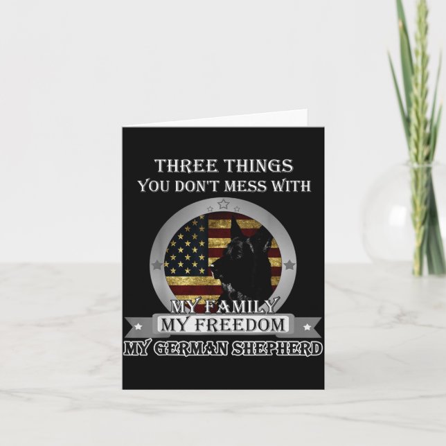 Black German Shepherd American Flag Three Things Y Kort (Framsida)