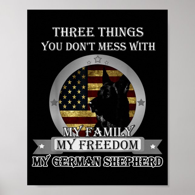 Black German Shepherd American Flag Three Things Y Poster (Framsidan)