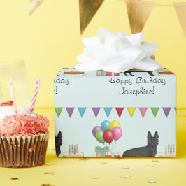 Black German Shepherd Colorful Grattis på födelsed Presentpapper