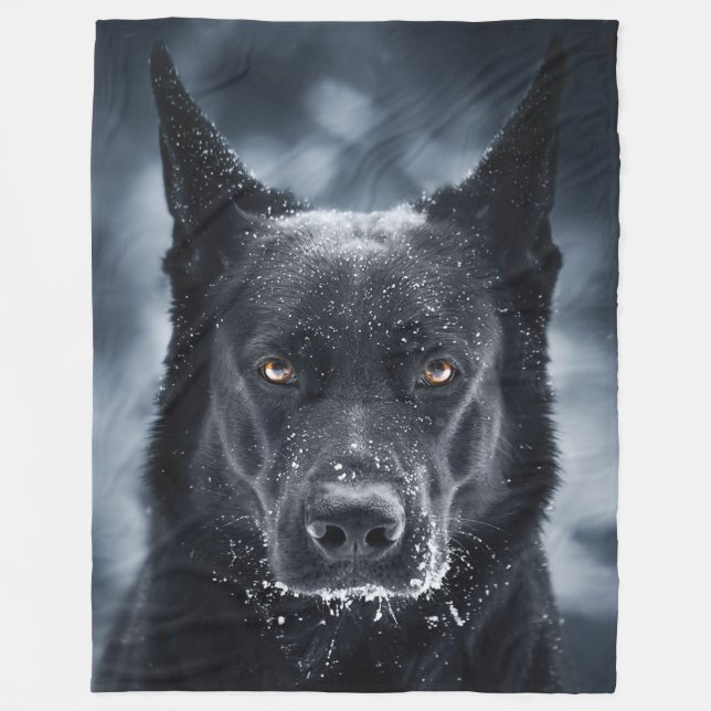 Black German Shepherd Fleecefilt (Framsidan)