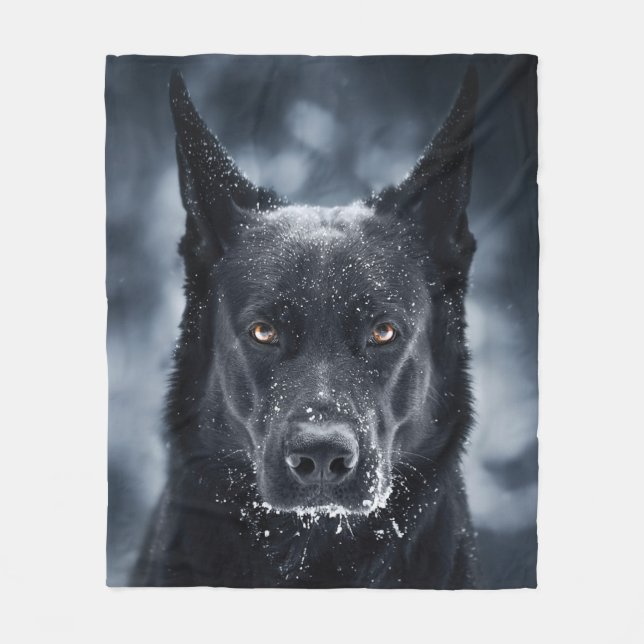 Black German Shepherd Fleecefilt (Framsidan)