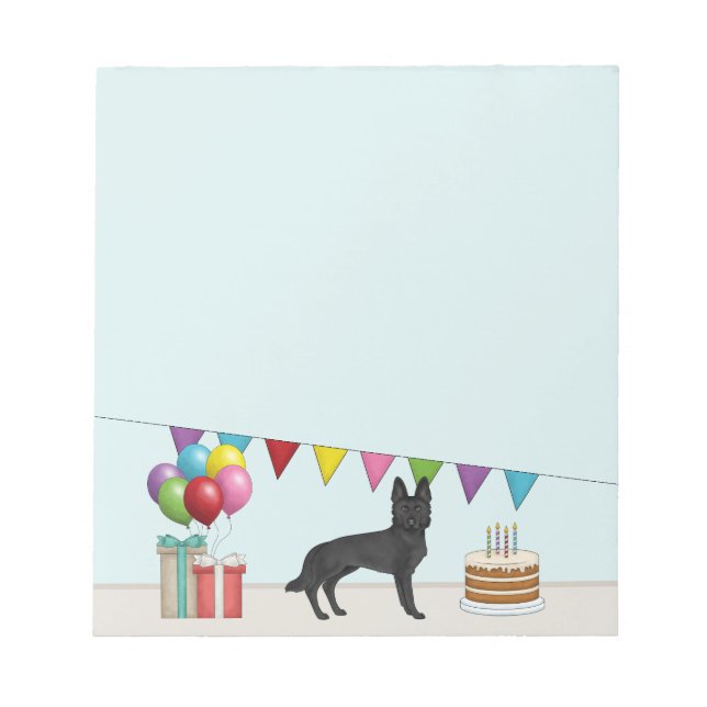 Black German Shepherd GSD Hund Colorful Birthday Anteckningsblock (Framsida)