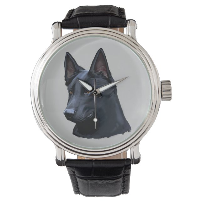 Black German Shepherd Hund Armbandsur (Framsida)