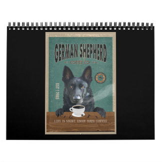 Black German Shepherd Hund Coffee Älskare Kalender