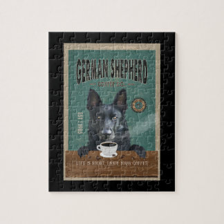 Black German Shepherd Hund Coffee Älskare Pussel