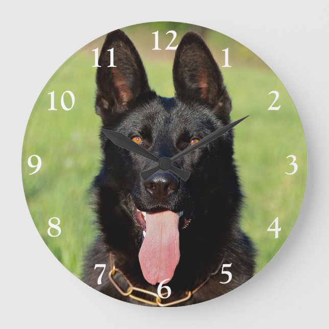 Black German Shepherd Hund - GSD Puppy Stor Klocka (Framsida)