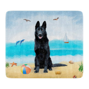 Black German Shepherd Hund på Beach
