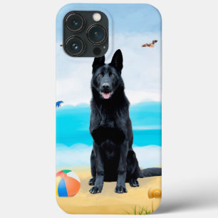 Black German Shepherd Hund på Beach