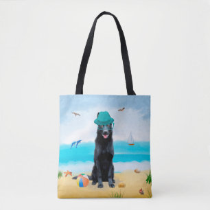 Black German Shepherd Hund på Beach Tygkasse