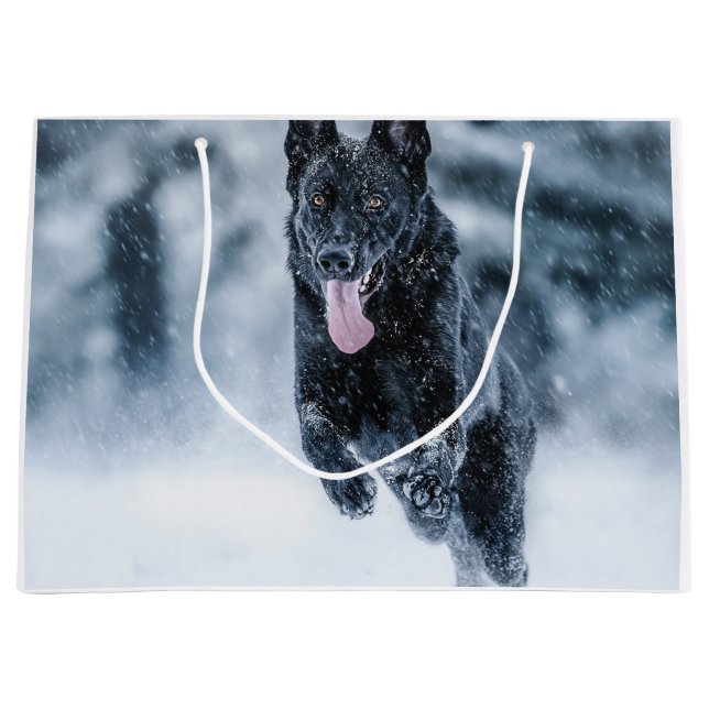 Black German Shepherd i snö Duvet Cover (Framsidan)