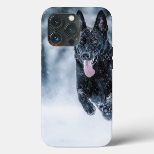 Black German Shepherd i snö Duvet Cover