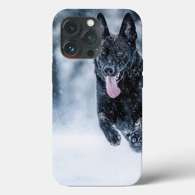 Black German Shepherd i snö Duvet Cover (Baksida )