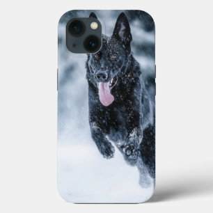 Black German Shepherd i snö Duvet Cover