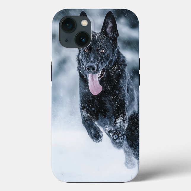 Black German Shepherd i snö Duvet Cover (Baksida)