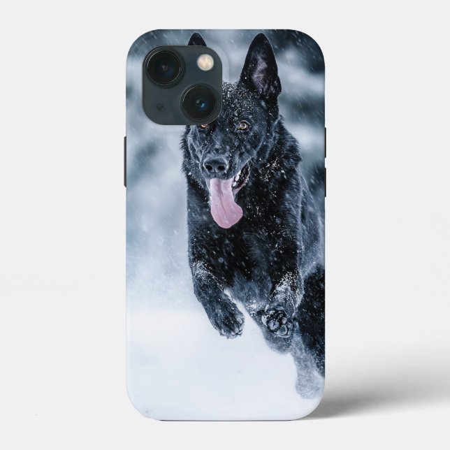 Black German Shepherd i snö Duvet Cover (Baksida)