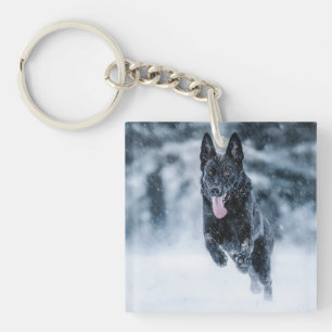 Black German Shepherd i snö Duvet Cover