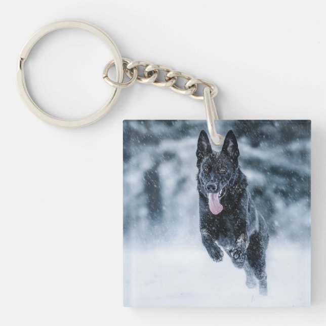 Black German Shepherd i snö Duvet Cover (Framsidan)