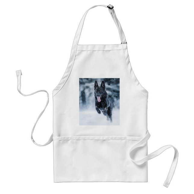 Black German Shepherd i snö Duvet Cover Förkläde (Framsidan)