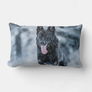 Black German Shepherd i snö Duvet Cover Lumbarkudde