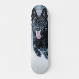 Black German Shepherd i snö Duvet Cover Mini Skateboard Bräda 18,5 Cm
