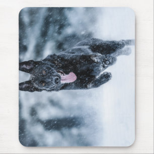 Black German Shepherd i snö Duvet Cover Musmatta