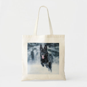 Black German Shepherd i snö Duvet Cover Tygkasse