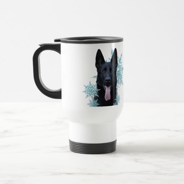 Black German Shepherd i Snöflingor Resemugg (Vänster)