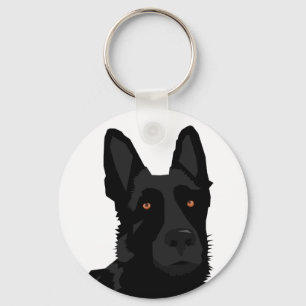 Black German Shepherd Keychain Nyckelring