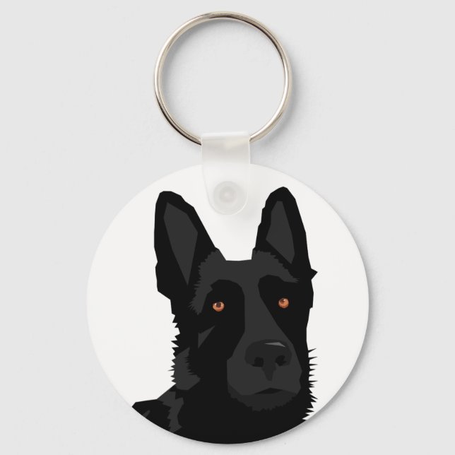 Black German Shepherd Keychain Nyckelring (Framsida)