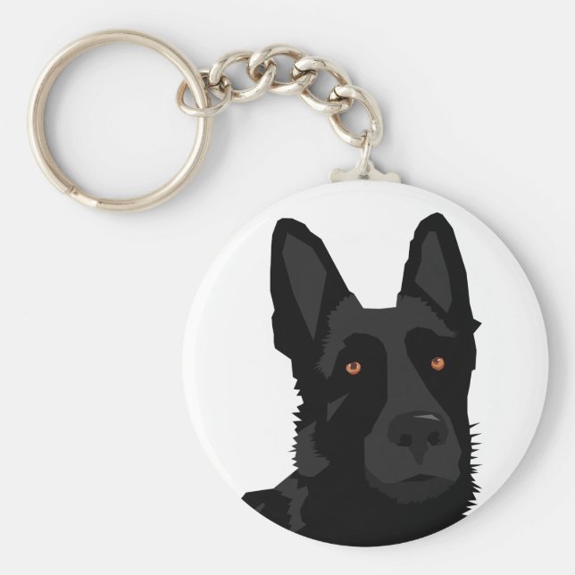 Black German Shepherd Keychain Nyckelring (Framsidan)