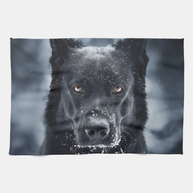 Black German Shepherd Kökshandduk (Horisontell)