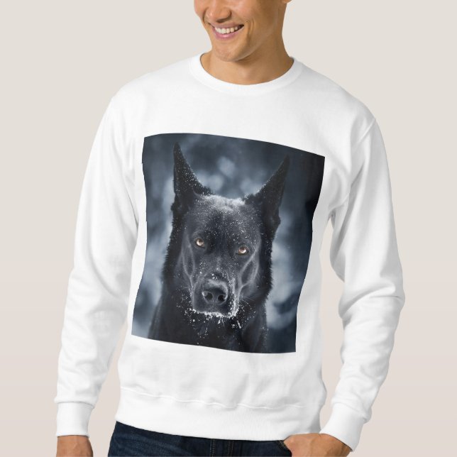 Black German Shepherd Lång Ärmad Tröja (Framsida)