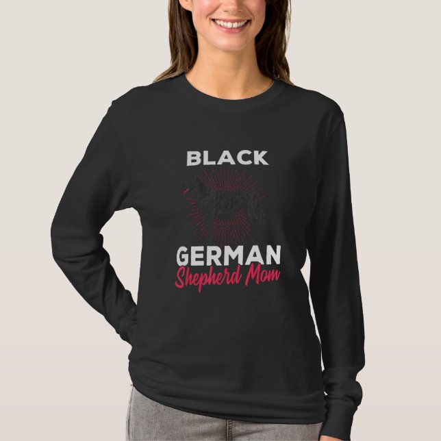 Black German Shepherd Mamma Gsd Hund Artwork T Shirt (Framsida)