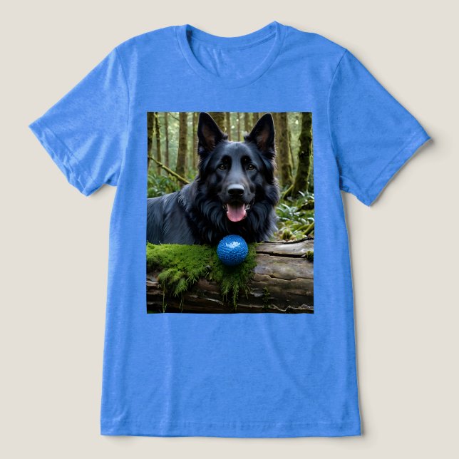 Black German Shepherd med Boll T Shirt (Design Framsida)