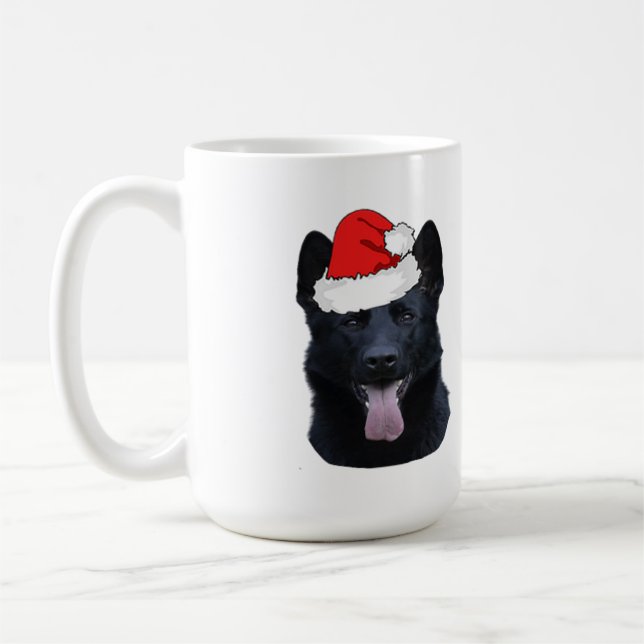 Black German Shepherd med Santa Hat Kaffemugg (Vänster)