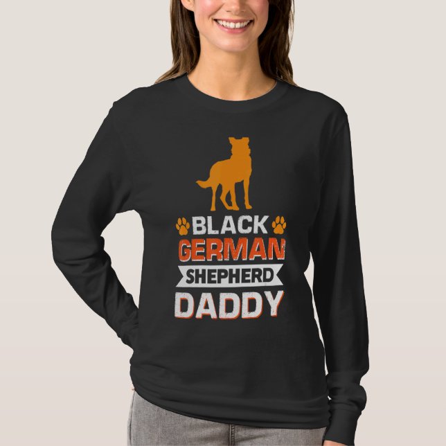 Black German Shepherd pappa T Shirt (Framsida)
